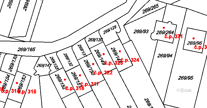 Pražské Předměstí 323, Bílina na parcele st. 269/149 v KÚ Bílina, Katastrální mapa