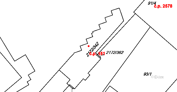 Předměstí 151, Opava na parcele st. 2172/342 v KÚ Opava-Předměstí, Katastrální mapa