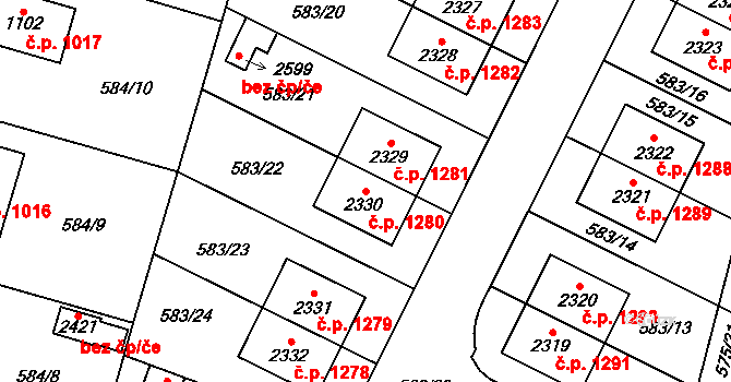 Třebechovice pod Orebem 1280 na parcele st. 2330 v KÚ Třebechovice pod Orebem, Katastrální mapa