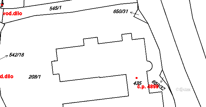 Jihlava 4899 na parcele st. 435 v KÚ Bedřichov u Jihlavy, Katastrální mapa