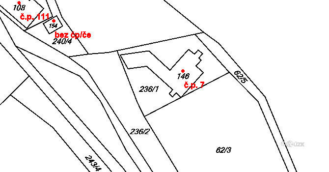 Řimice 7, Bílá Lhota na parcele st. 146 v KÚ Řimice, Katastrální mapa