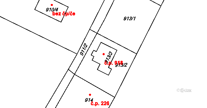 Studénka 918 na parcele st. 913/3 v KÚ Studénka nad Odrou, Katastrální mapa