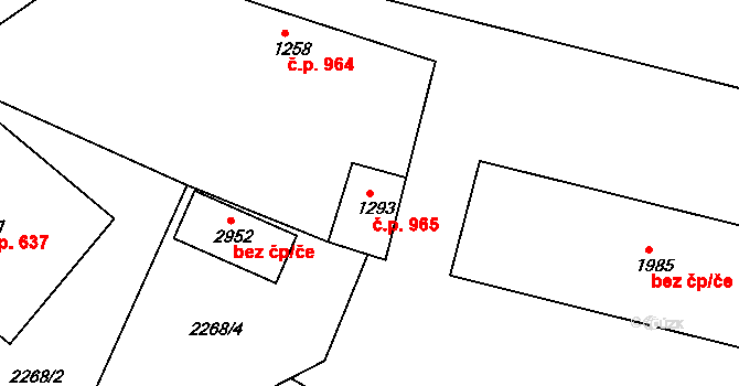 Nový Bydžov 965 na parcele st. 1293 v KÚ Nový Bydžov, Katastrální mapa