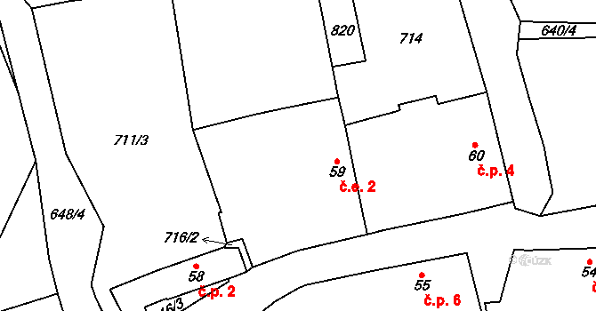 Pytlíkov 2, Bžany na parcele st. 59 v KÚ Lysec, Katastrální mapa