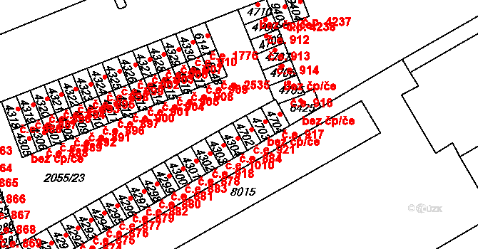 Hodonín 921 na parcele st. 4702 v KÚ Hodonín, Katastrální mapa