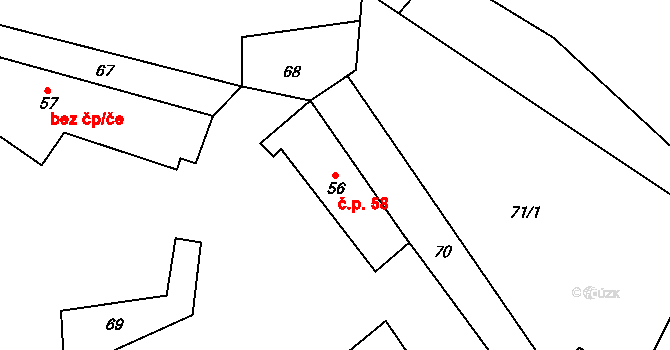 Sovinec 58, Jiříkov na parcele st. 56 v KÚ Sovinec, Katastrální mapa