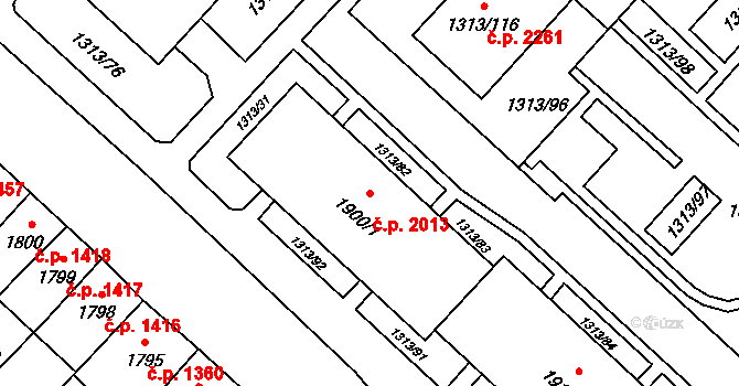 Předměstí 2013, Litoměřice na parcele st. 1900/1 v KÚ Litoměřice, Katastrální mapa
