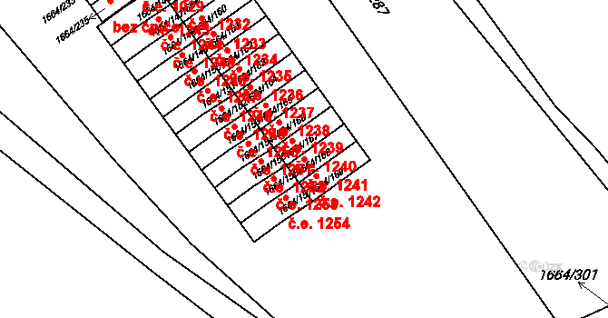 Teplické Předměstí 1241, Bílina na parcele st. 1664/168 v KÚ Bílina, Katastrální mapa