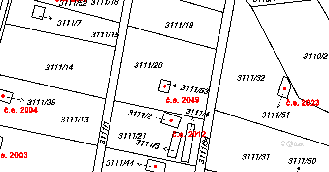 Louny 2049 na parcele st. 3111/53 v KÚ Louny, Katastrální mapa