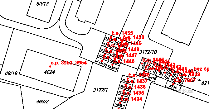 Zlín 1452 na parcele st. 4374/4 v KÚ Zlín, Katastrální mapa