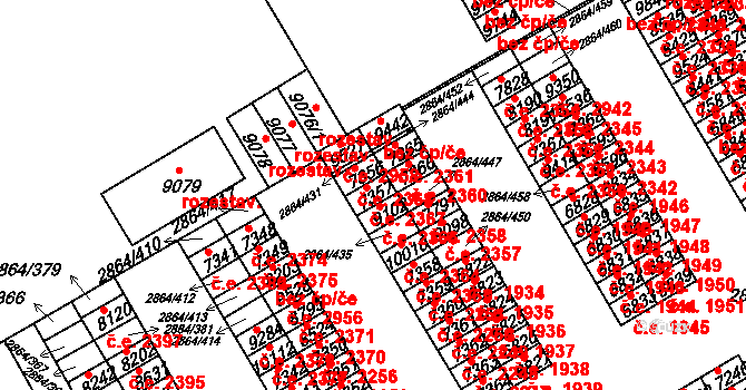 Hodonín 2367 na parcele st. 7357 v KÚ Hodonín, Katastrální mapa