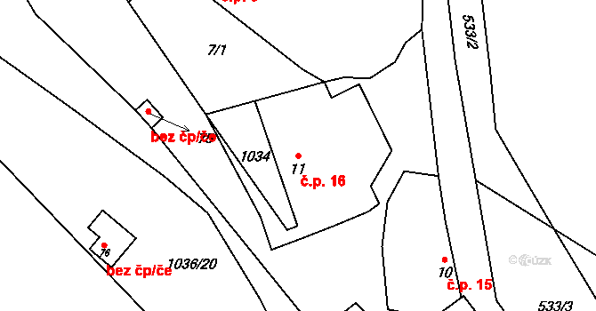Oslava 16, Dolní Heřmanice na parcele st. 11 v KÚ Oslava, Katastrální mapa