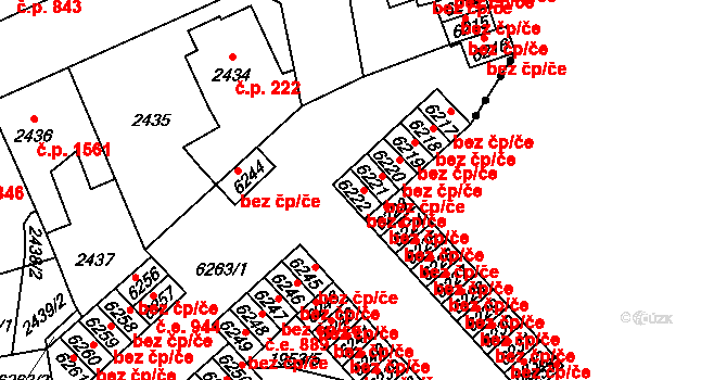 Kladno 38562651 na parcele st. 6222 v KÚ Kročehlavy, Katastrální mapa