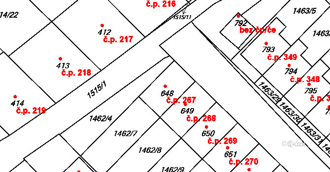 Pozlovice 267 na parcele st. 648 v KÚ Pozlovice, Katastrální mapa