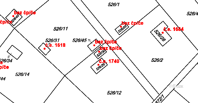 Plzeň 40204651 na parcele st. 526/30 v KÚ Doudlevce, Katastrální mapa