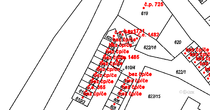 Děčín 40673651 na parcele st. 616 v KÚ Děčín, Katastrální mapa
