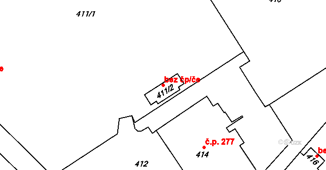 Studénka 43132651 na parcele st. 411/2 v KÚ Studénka nad Odrou, Katastrální mapa