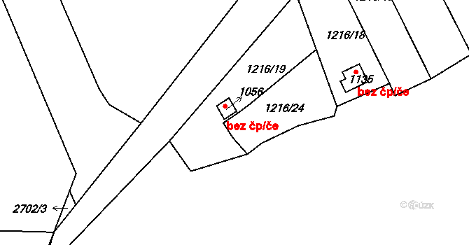 Lom 43667651 na parcele st. 1056 v KÚ Lom u Mostu, Katastrální mapa