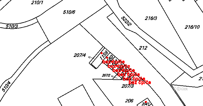 Nový Jičín 44868651 na parcele st. 1159 v KÚ Nový Jičín-Dolní Předměstí, Katastrální mapa