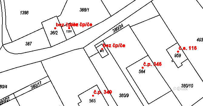 Vranov nad Dyjí 45351651 na parcele st. 941 v KÚ Vranov nad Dyjí, Katastrální mapa