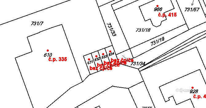Police nad Metují 46494651 na parcele st. 633 v KÚ Velká Ledhuje, Katastrální mapa