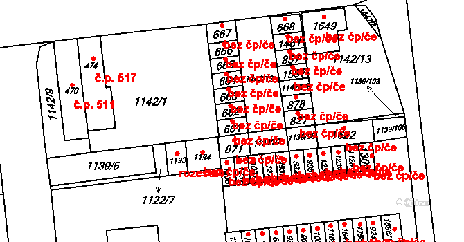 Svitavy 46552651 na parcele st. 661 v KÚ Čtyřicet Lánů, Katastrální mapa