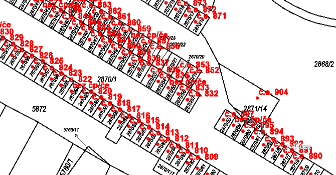 Velké Meziříčí 47026651 na parcele st. 2870/55 v KÚ Velké Meziříčí, Katastrální mapa