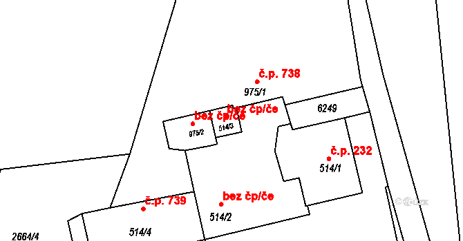 Rožnov pod Radhoštěm 47787651 na parcele st. 514/3 v KÚ Rožnov pod Radhoštěm, Katastrální mapa