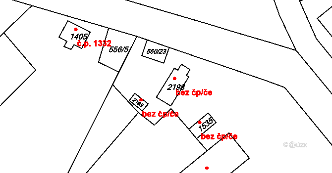 Vizovice 47802651 na parcele st. 2198 v KÚ Vizovice, Katastrální mapa