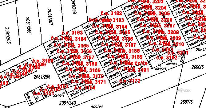 Prostřední Suchá 3176, Havířov na parcele st. 2081/33 v KÚ Prostřední Suchá, Katastrální mapa