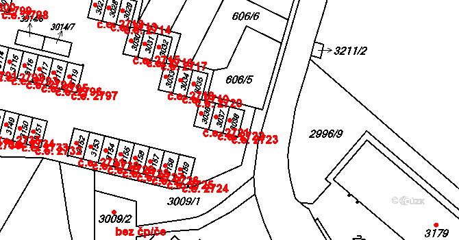 Podlesí 2723, Havířov na parcele st. 3038 v KÚ Bludovice, Katastrální mapa