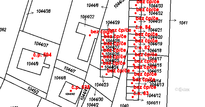 Batelov 49364651 na parcele st. 1044/26 v KÚ Batelov, Katastrální mapa