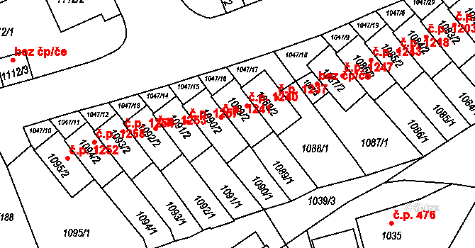 Třešť 1240 na parcele st. 1089/2 v KÚ Třešť, Katastrální mapa