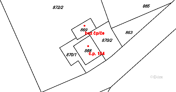 Rapotín 154 na parcele st. 868 v KÚ Rapotín, Katastrální mapa