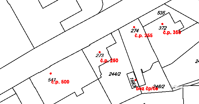 Neratovice 250 na parcele st. 273 v KÚ Neratovice, Katastrální mapa