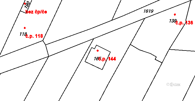 Prapořiště 144, Kdyně na parcele st. 165 v KÚ Prapořiště, Katastrální mapa