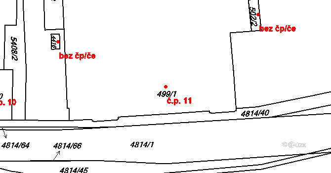 Týnské Předměstí 11, Domažlice na parcele st. 499/1 v KÚ Domažlice, Katastrální mapa