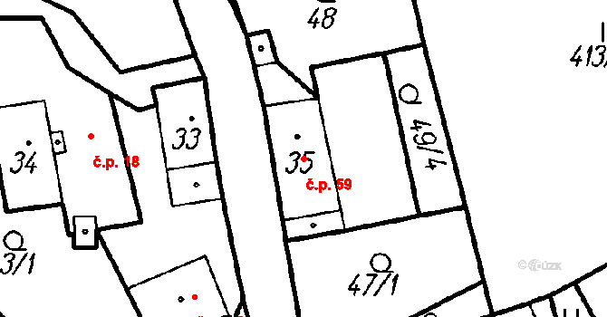 Chlistov 59 na parcele st. 35 v KÚ Chlistov, Katastrální mapa