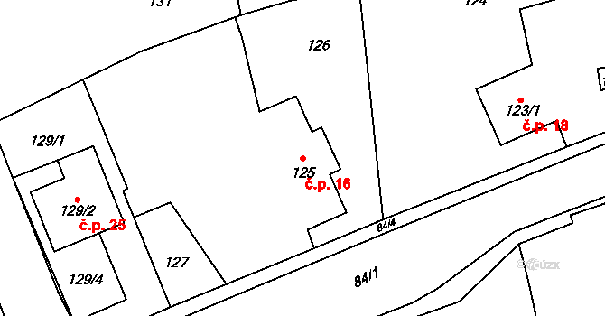 Svinišťany 16, Dolany na parcele st. 125 v KÚ Svinišťany, Katastrální mapa