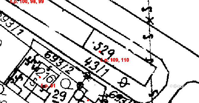 Meziměstí 109,110 na parcele st. 529 v KÚ Meziměstí, Katastrální mapa