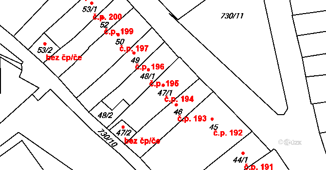 Broumov 194 na parcele st. 47/1 v KÚ Broumov, Katastrální mapa