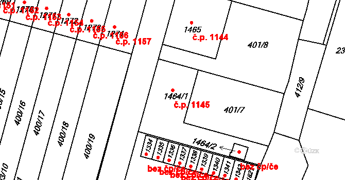 Přelouč 1145 na parcele st. 1464/1 v KÚ Přelouč, Katastrální mapa