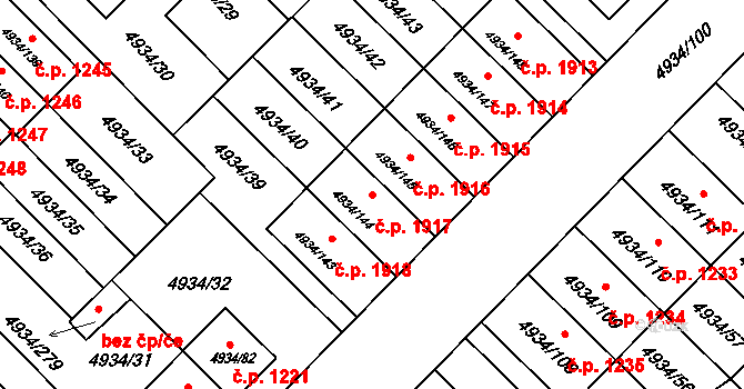 Zábřeh 1917 na parcele st. 4934/144 v KÚ Zábřeh na Moravě, Katastrální mapa
