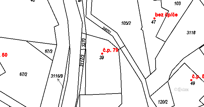 Lukavec 79, Fulnek na parcele st. 39 v KÚ Lukavec u Bílovce, Katastrální mapa