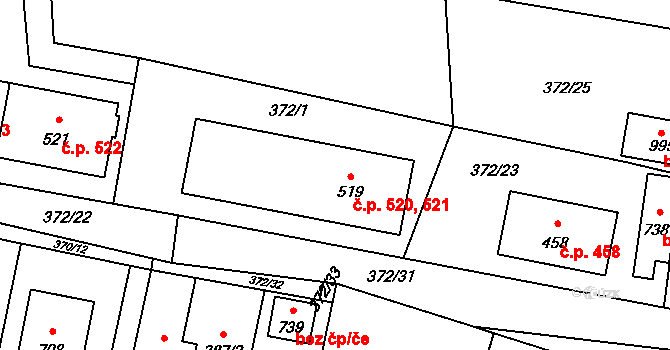 Mořkov 520 na parcele st. 519 v KÚ Mořkov, Katastrální mapa