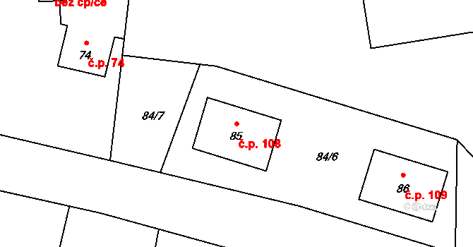 Rozkoš 108, Humpolec na parcele st. 85 v KÚ Rozkoš u Humpolce, Katastrální mapa