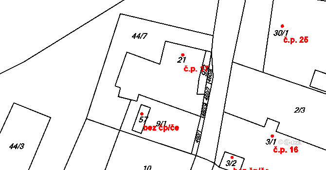 Týmova Ves 17, Lukavec na parcele st. 21 v KÚ Týmova Ves, Katastrální mapa