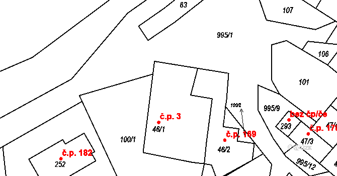 Rynárec 3 na parcele st. 46/1 v KÚ Rynárec, Katastrální mapa