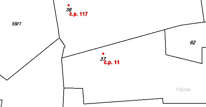 Měcholupy 11 na parcele st. 37 v KÚ Měcholupy u Blovic, Katastrální mapa