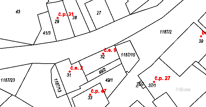 Liběšovice 9, Blšany na parcele st. 32 v KÚ Liběšovice, Katastrální mapa